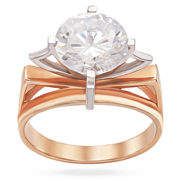 Золотое кольцо с одним фианитом 028588 028588 фото