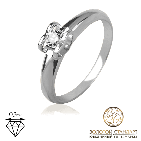 Каблучка Серце з білого золота з діамантом 024350 024350 фото