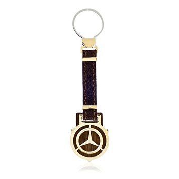 Золотой мужской брелок с кожей Mercedes 036488 036488 фото