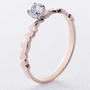 Кольцо в желтом золоте Сердца с фианитами 038689 038689 фото