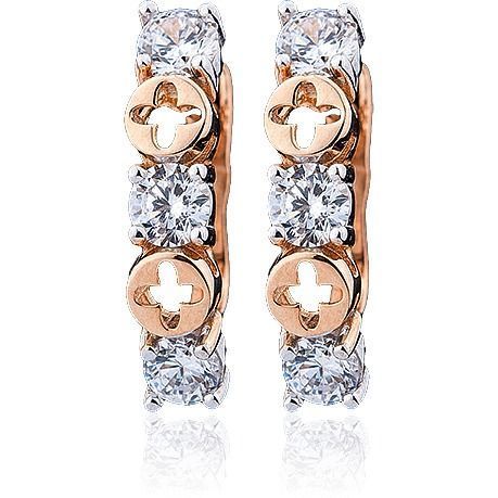 Золотые серьги с фианитами в стиле Louis Vuitton 028398 028398 фото