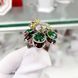 Серебряное кольцо Цветок с зелеными и красными камнями 031622 031622 фото 3