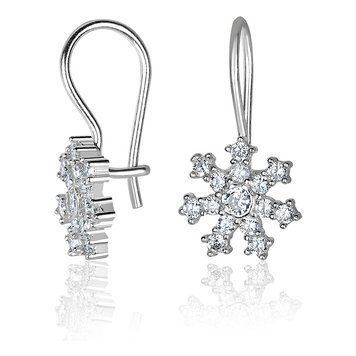 Серебряные детские серьги Снежинкис фианитами 925 проба 037570 037570 фото