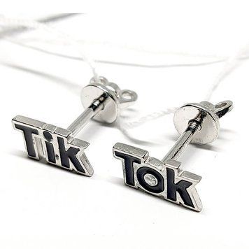 Срібні сережки пусети гвоздики Тик-Ток Tik-Tok 037735 037735 фото