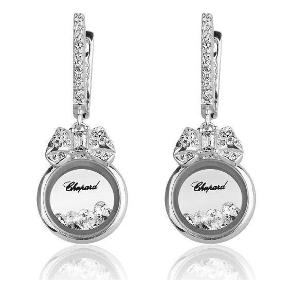 Срібні сережки на англійському замку в стилі Chopard з фіанітами 027337 027337 фото