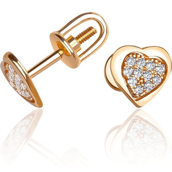 Серьги золотые гвоздики с фианитами 037103 037103 фото