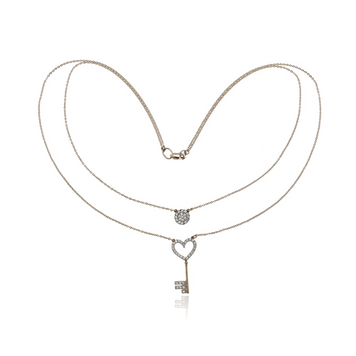 Золоте кольє Ключ з фіанітами 028528 028528 фото