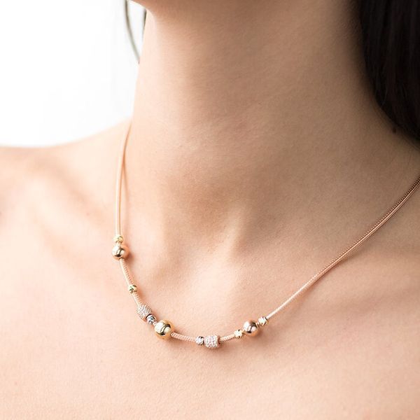 Женское золотое колье с фианитами Бусины 032863 032863 фото