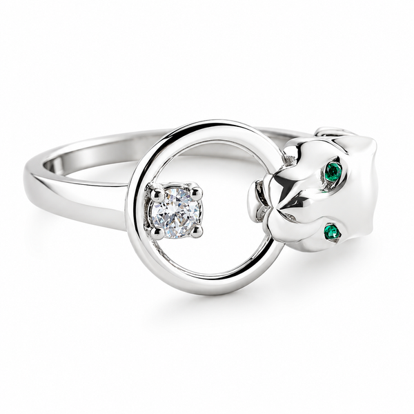 Кольцо в белом золоте 585 пробы Emerald Panther Instinct с фианитами 041941 041941 фото