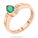 Золотое кольцо Emerald Dew с изумрудом огранки груша и бриллиантом 042211 042211 фото 3