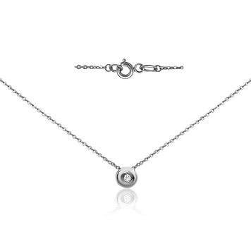 Серебряное минималистическое колье на шею с одним фианитом 034212 034212 фото