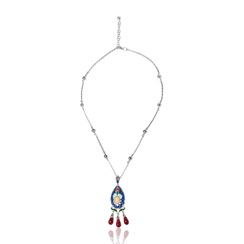 Серебряное колье в этно стиле с цветной эмалью 034935 034935 фото