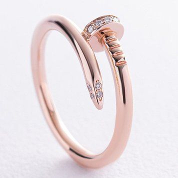 Стильное кольцо Гвоздь с бриллиантами в красном золоте 585 пробы 039922 039922 фото