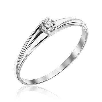 Лаконичное кольцо из белого золота с бриллиантом 036546 036546 фото