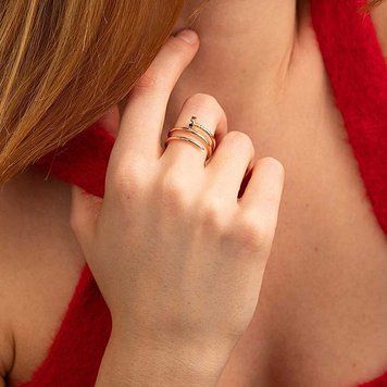 Двойное кольцо Гвоздь в красном золоте без вставок 039098 039098 фото