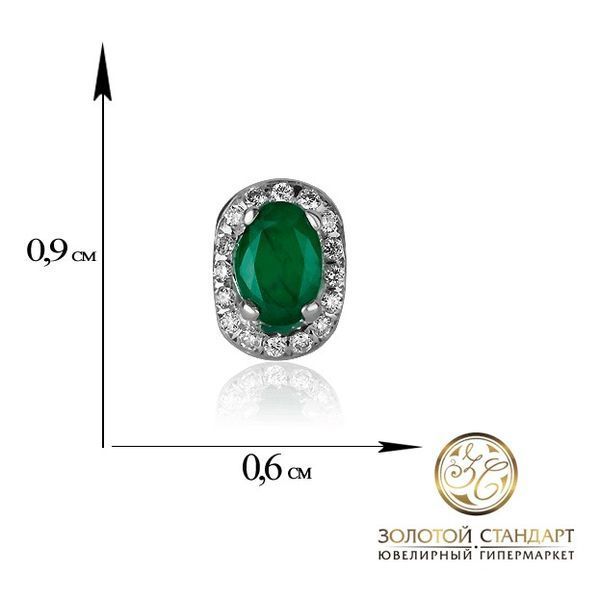 Золотые серьги с изумрудом и бриллиантами 026097 026097 фото