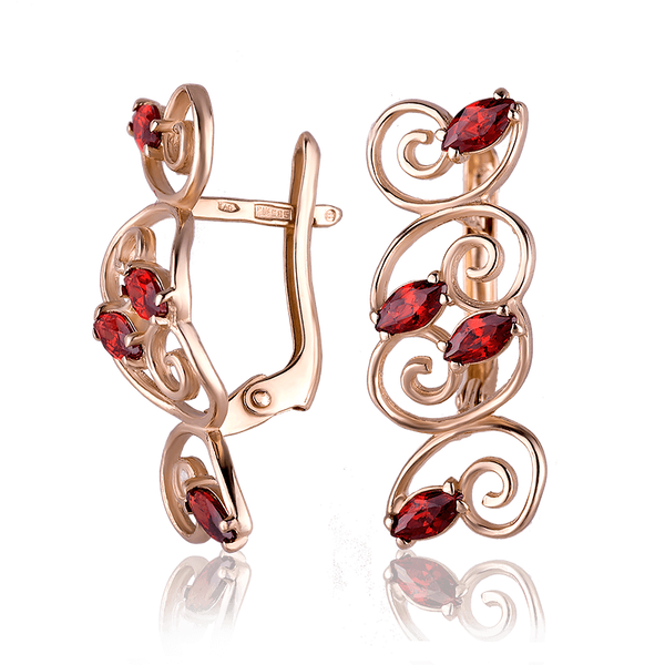 Золотые серьги с фианитами 420967 420967 фото