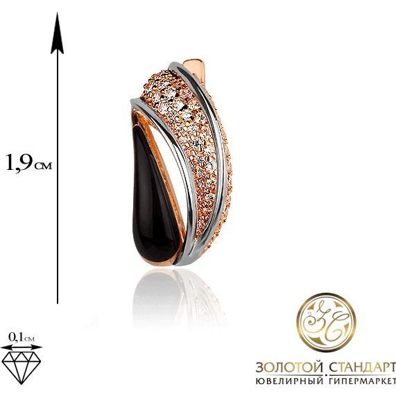 Золотые серьги на английском замке с фианитами и эмалью 003020 003020 фото