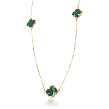 Длинное золотое колье Клевер с малахитом 035343 035343 фото