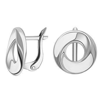 Сережки у білому золоті 585 проби Swirl на англійській застібці 043169 043169 фото