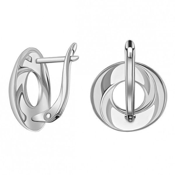 Серьги в белом золоте 585 пробы Swirl на английском замке 043169 043169 фото