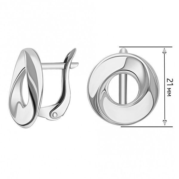 Серьги в белом золоте 585 пробы Swirl на английском замке 043169 043169 фото