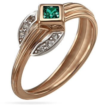 Золотое кольцо модерновое с фианитами 033706 033706 фото