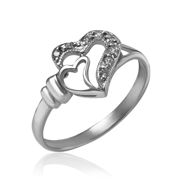 Серебряное кольцо Сердечко с фианитами 034763 034763 фото