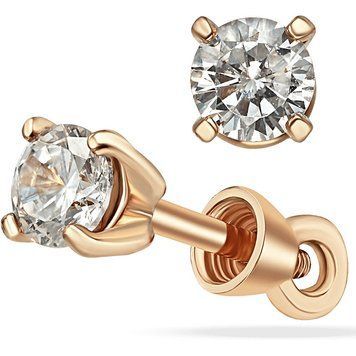 Серьги-гвоздики в червном золоте с фианитами 039028 039028 фото