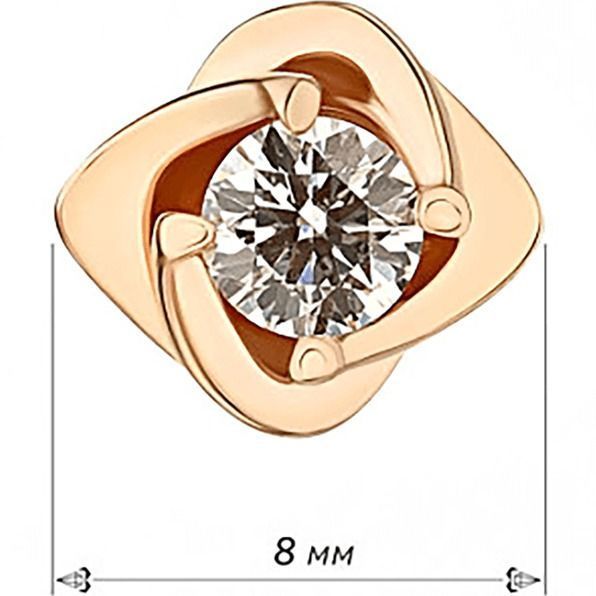 Серьги пусеты золотые с бриллиантом 035880 035880 фото