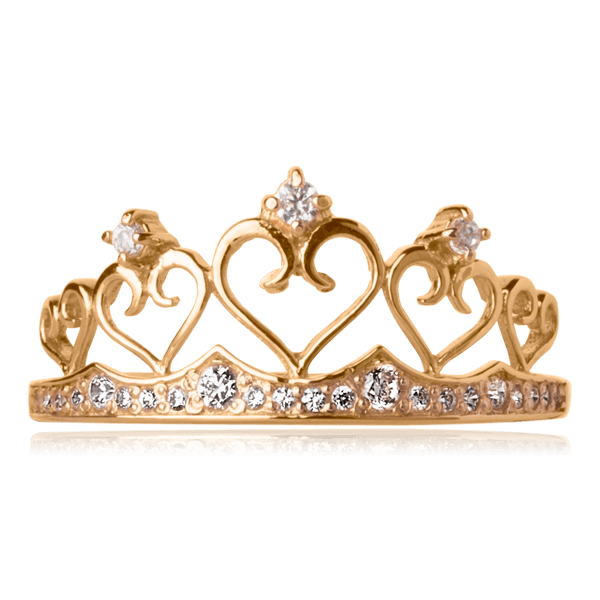 Кольцо Корона из золота с фианитами 025702 025702 фото