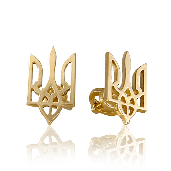 Золотые серьги-гвоздики Герб Украины 037208 037208 фото