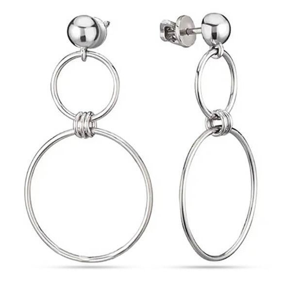 Серебряные вечерние серьги на закрутке Круги 925 проба 038129 038129 фото