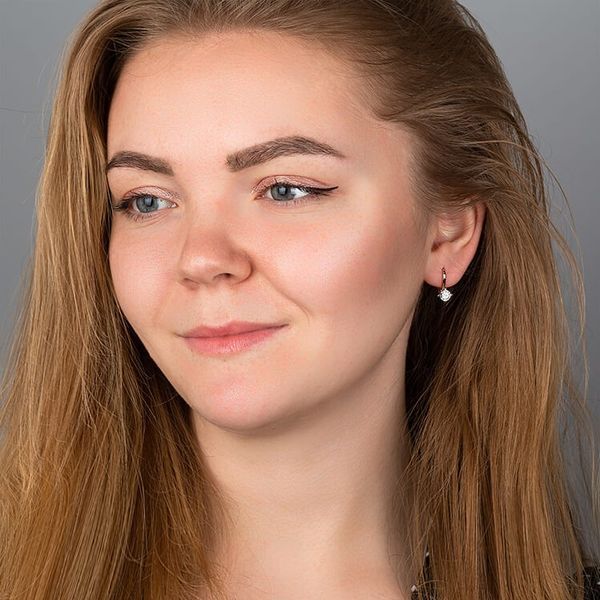 Сережки з червоного золота 585 з фіанітами 032733 032733 фото