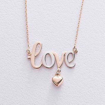 Золотое колье Love с сердечком без вставок 026546 026546 фото