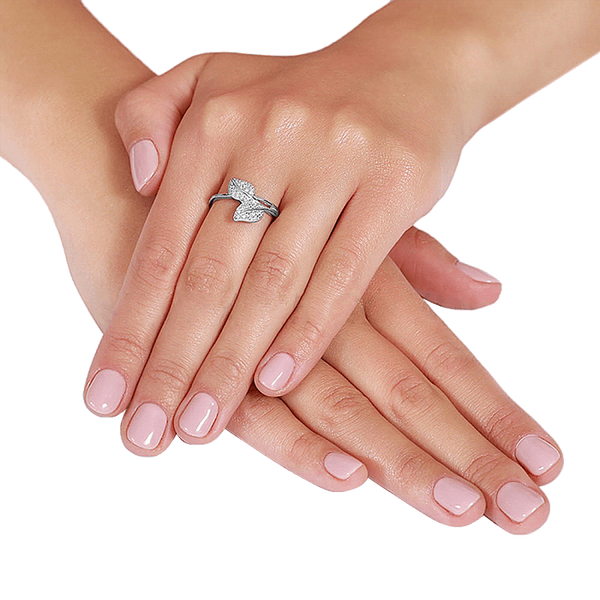 Срібна каблучка листочки з фіанітами 031279 031279 фото