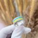 Серебряное кольцо дорожка из фианитов и желто - голубой эмали 039364 039364 фото 4