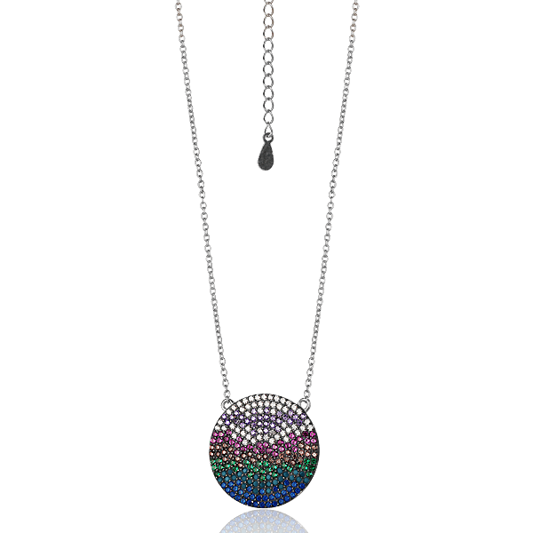 Серебряное колье с разноцветными фианитами 027383 027383 фото