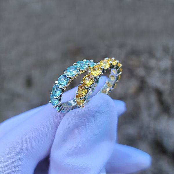 Серебряное кольцо-дорожка с жёлтыми фианитами 037416 037416 фото