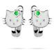 Срібні дитячі кульчики Hello Kitty з білою та зеленою емаллю 039460 039460 фото 2