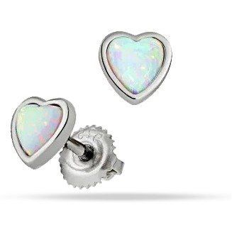 Серьги серебряные с опалом Сердечки 038903 038903 фото