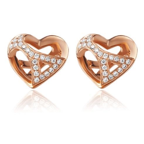 Серьги из красного золота Сердце с бриллиантами 029884 029884 фото
