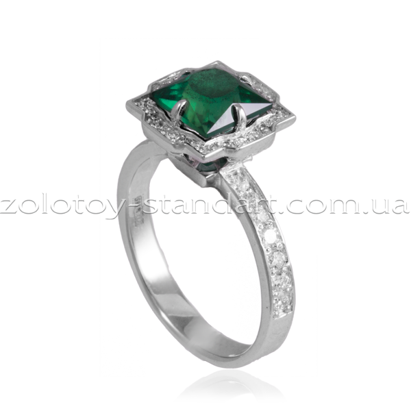 Золотое кольцо с бриллиантами и изумрудом R0637 R0637 фото
