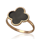Золотое кольцо с черной эмалью Четырехлистник 032252 032252 фото 2