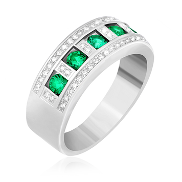 Срібна каблучка в стилі Damiani із зеленими фіанітами 024697 024697 фото