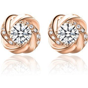 Серьги из красного золота Цветок с бриллиантами 029948 029948 фото