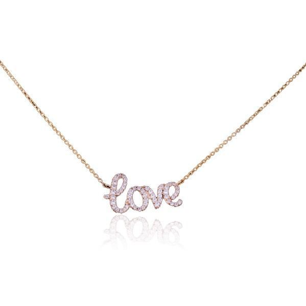 Золотое колье Love с фианитами 029395 029395 фото