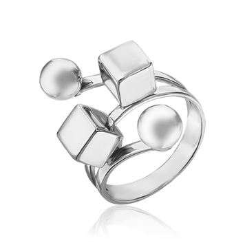 Серебряное кольцо в современном дизайне Кубики и Шарики 034667 034667 фото