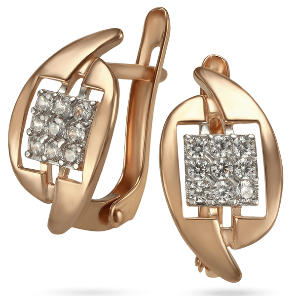 Женские серьги из красного золота с камнями 032037 032037 фото