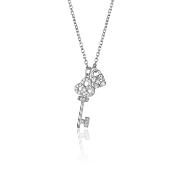 Серебряное колье Ключик и Замочком с фианитами 027438 027438 фото